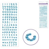 Gemmed Glitter Fonts Letters Sticker Aqua