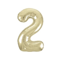 Gold Jumbo Number 2 Foil Balloon 34" Helium Inflated