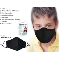 Kid Youth FabDesign Washable Face Mask with Filter Pocket Black