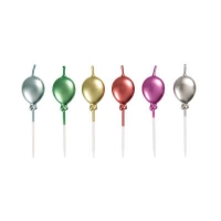 Metallic Balloons Pick Birthday Candle 6ct