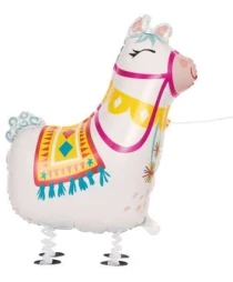 Walking Pet Foil Balloon Llama Helium Inflated