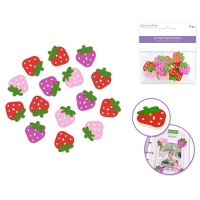Painted Craft Wood Buttons Strawberry