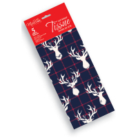 Printed Christmas Tissue Paper Blue Deer 5 Sheets